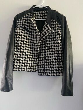a.n.a Black & White Houndstooth Moto Jacket